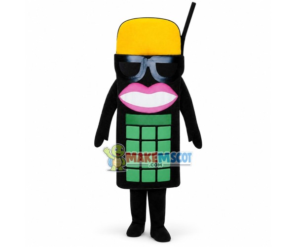 Cartoon Wired Phone With Cap Mascot Costume Cartoon Wired Phone With Cap Mascot Costume