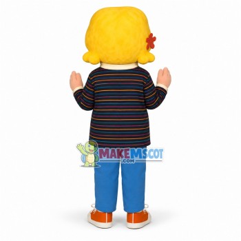 Blonde Girl In Turtleneck Sweater Mascot Costume Blonde Girl In Turtleneck Sweater Mascot Costume