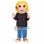Blonde Girl In Turtleneck Sweater Mascot Costume