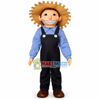 Realistic Scarecrow With Straw Hat Mascot Costume Realistic Scarecrow With Straw Hat Mascot Costume