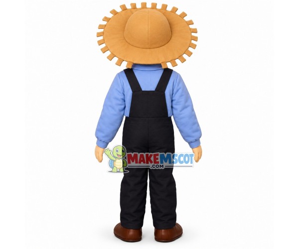 Realistic Scarecrow With Straw Hat Mascot Costume