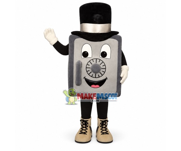 The Safe With Top Hat Mascot Costume The Safe With Top Hat Mascot Costume