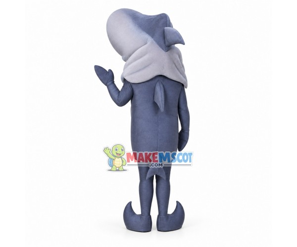 Polite Gray Shark Waiter Mascot Costume Polite Gray Shark Waiter Mascot Costume