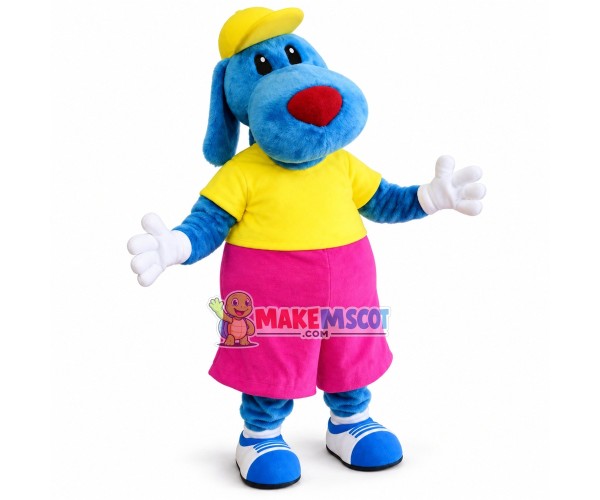 Blue Dog In The Bright Short Top Mascot Costume Blue Dog In The Bright Short Top Mascot Costume