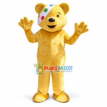 One-eyed Bear With Colored Blindfold Mascot Costume One-eyed Bear With Colored Blindfold Mascot Costume