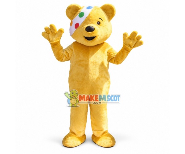 One-eyed Bear With Colored Blindfold Mascot Costume