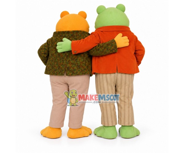 Frog Brothers In High-waisted Pants Mascot Costume Frog Brothers In High-waisted Pants Mascot Costume
