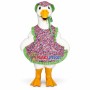 Big White Goose Wearing Flower Apron Mascot Costume