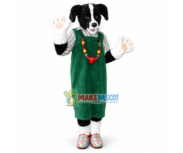 Cute Dog With Colorful Bead Necklace Mascot Costume Cute Dog With Colorful Bead Necklace Mascot Costume