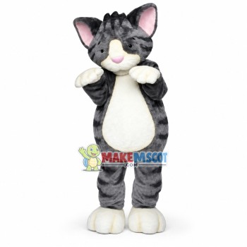 Grey Cat On Tiptoe Mascot Costume Grey Cat On Tiptoe Mascot Costume