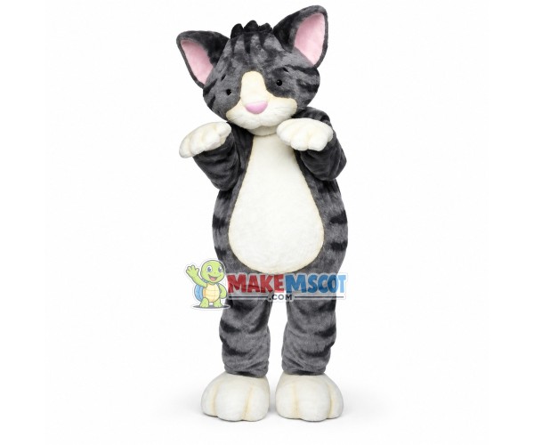 Grey Cat On Tiptoe Mascot Costume Grey Cat On Tiptoe Mascot Costume