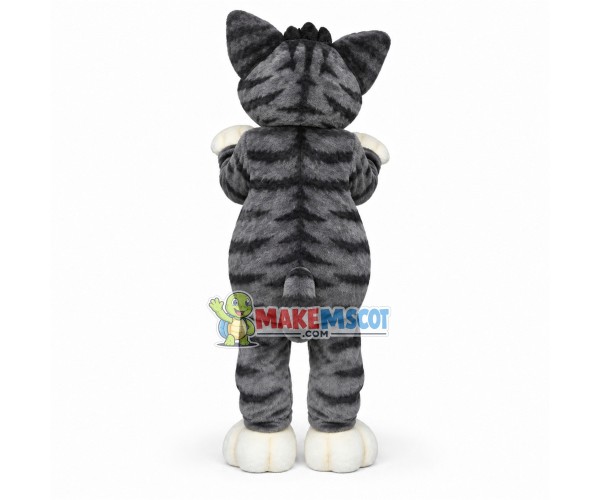 Grey Cat On Tiptoe Mascot Costume Grey Cat On Tiptoe Mascot Costume