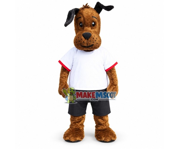 Adult Size Brown Dog In Shirt Mascot Costume
