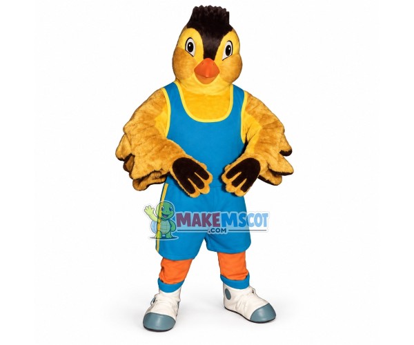 Power Bird In The Blue Sports Suit Mascot Costume Power Bird In The Blue Sports Suit Mascot Costume