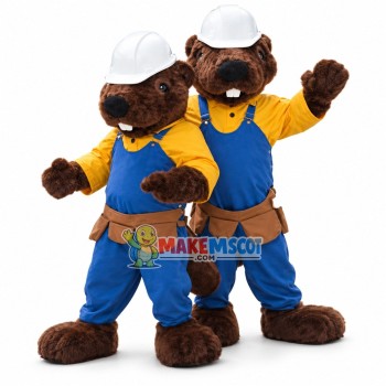 Architect Beaver Couple Mascot Costume