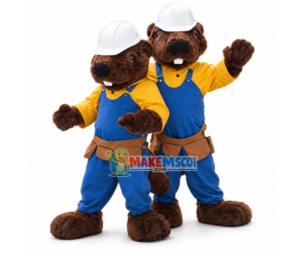 Architect Beaver Couple Mascot Costume
