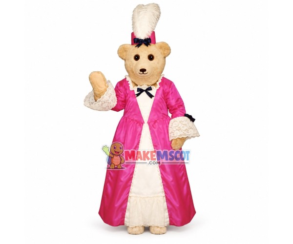 Bear In The Palace Lace Dress Mascot Costume Bear In The Palace Lace Dress Mascot Costume