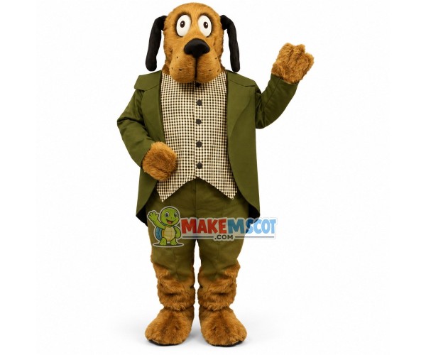 Furry Dog In the Plaid Shirt Mascot Costume Furry Dog In the Plaid Shirt Mascot Costume