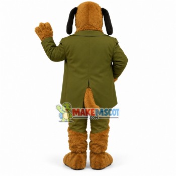 Furry Dog In the Plaid Shirt Mascot Costume