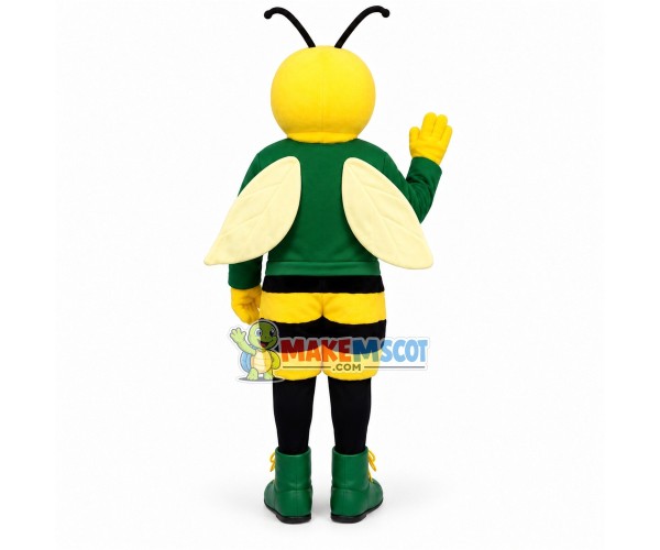 Pouting Bee In The Green Shirt Mascot Costume Pouting Bee In The Green Shirt Mascot Costume