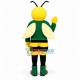 Pouting Bee In The Green Shirt Mascot Costume Pouting Bee In The Green Shirt Mascot Costume