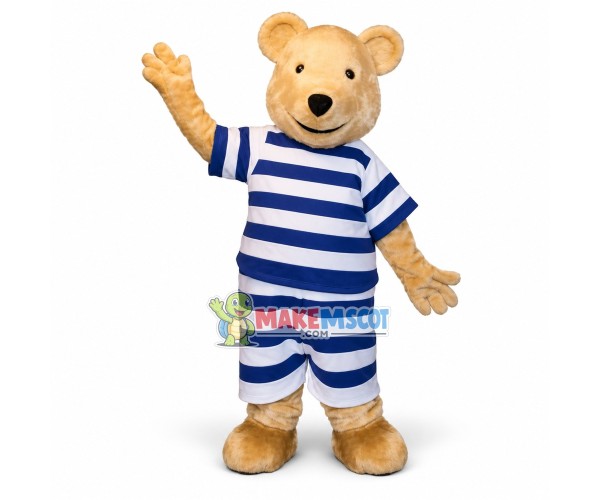 Lovely Bear In The Striped Set Mascot Costume