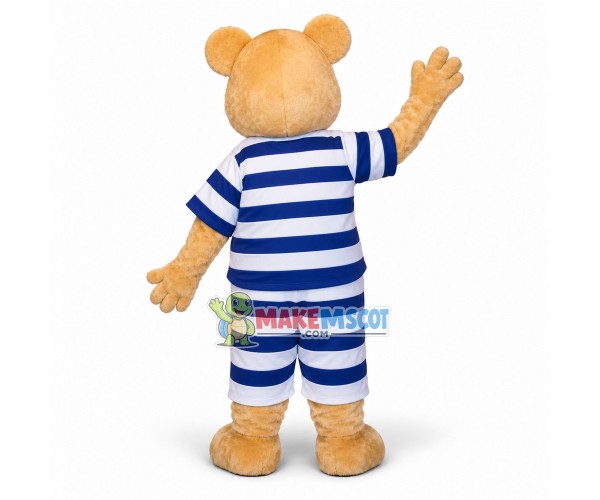 Lovely Bear In The Striped Set Mascot Costume