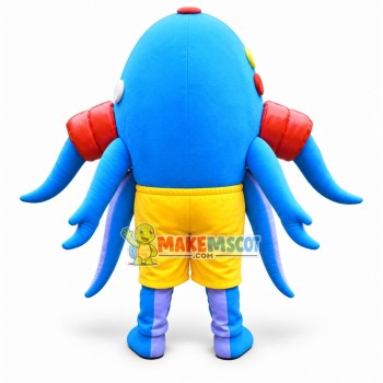 Blue Sea Octopus In Shorts Mascot Costume