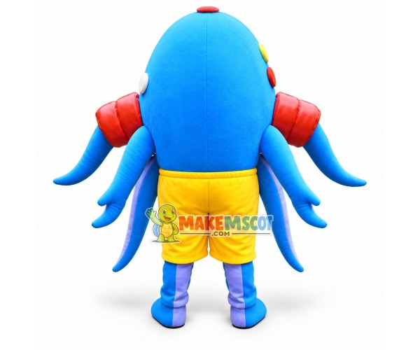 Blue Sea Octopus In Shorts Mascot Costume