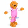 Cute Girl Lion With Pink Overalls Mascot Costume
