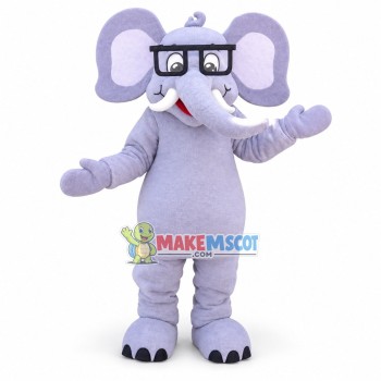 Clever Elephant Wearing Glasses Mascot Costume Clever Elephant Wearing Glasses Mascot Costume