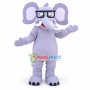 Clever Elephant Wearing Glasses Mascot Costume