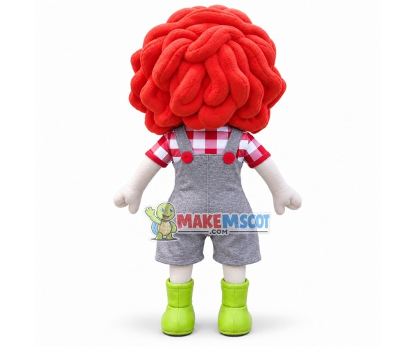 Cute Red-haired Girl Doll In Overalls Mascot Costume Cute Red-haired Girl Doll In Overalls Mascot Costume