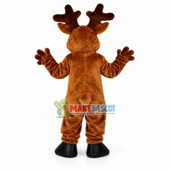 Warm Christmas Elk With Red Nose Mascot Costume