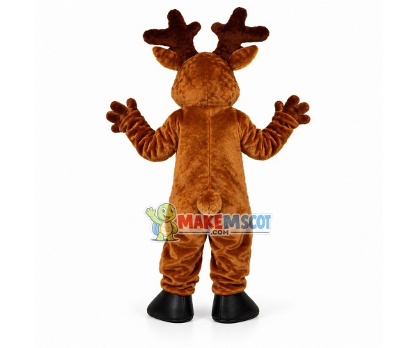 Warm Christmas Elk With Red Nose Mascot Costume