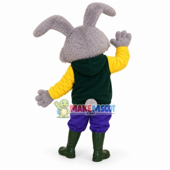 Rabbit Wearing Patchwork Sweater Mascot Costume Rabbit Wearing Patchwork Sweater Mascot Costume