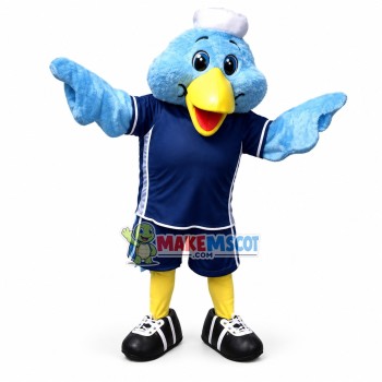 Active Blue Fat-headed Bird Mascot Costume Active Blue Fat-headed Bird Mascot Costume