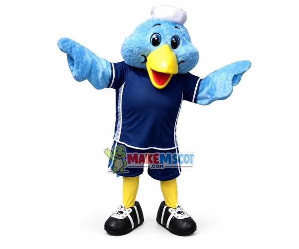 Active Blue Fat-headed Bird Mascot Costume Active Blue Fat-headed Bird Mascot Costume