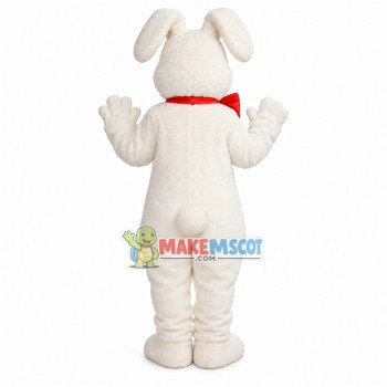 Soft Cute Rabbit With Red Bow Mascot Costume Soft Cute Rabbit With Red Bow Mascot Costume