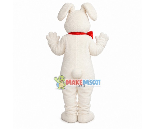 Soft Cute Rabbit With Red Bow Mascot Costume Soft Cute Rabbit With Red Bow Mascot Costume