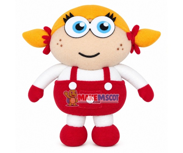 Blond Pigtail Baby Girl Doll Mascot Costume Blond Pigtail Baby Girl Doll Mascot Costume