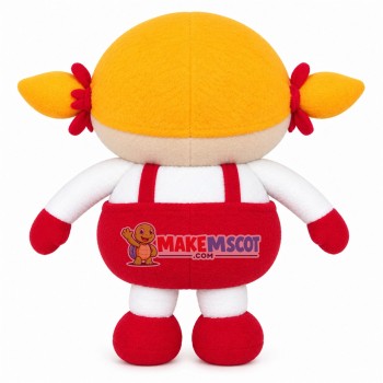 Blond Pigtail Baby Girl Doll Mascot Costume Blond Pigtail Baby Girl Doll Mascot Costume