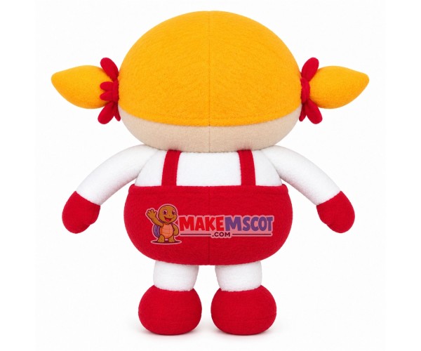 Blond Pigtail Baby Girl Doll Mascot Costume Blond Pigtail Baby Girl Doll Mascot Costume