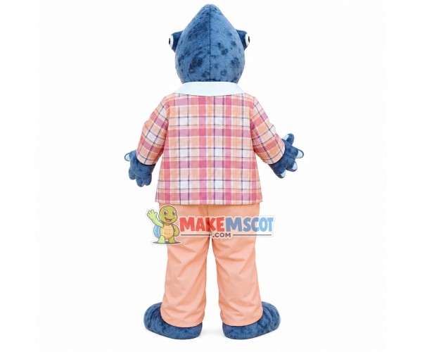 Mr Shark In The Pink Plaid Suit Mascot Costume