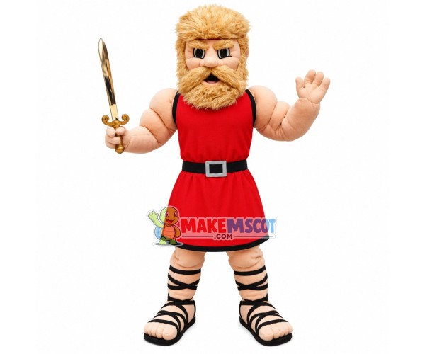 Spartan Warrior With Golden Beard Mascot Costume