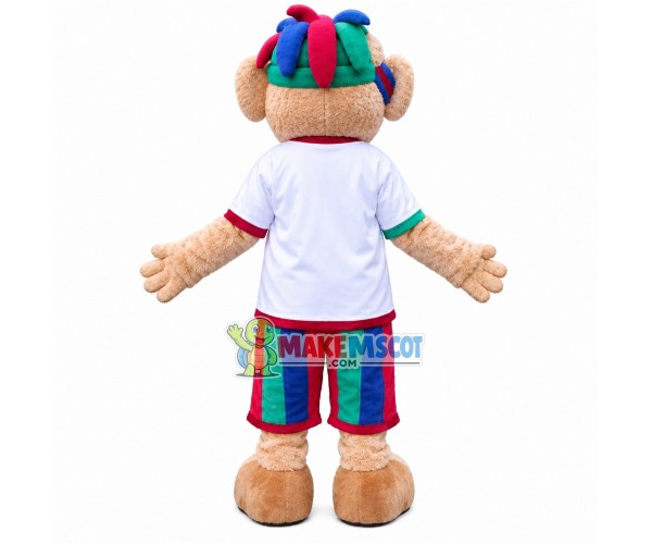 Cute Bear With Colored Hair Mascot Costume Cute Bear With Colored Hair Mascot Costume