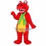 Little Red Dragon With Green Scarf Mascot Costume