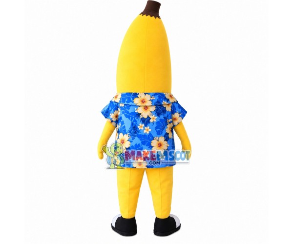 Cartoon Banana With Blue Flower Shirt Mascot Costume Cartoon Banana With Blue Flower Shirt Mascot Costume