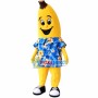 Cartoon Banana With Blue Flower Shirt Mascot Costume