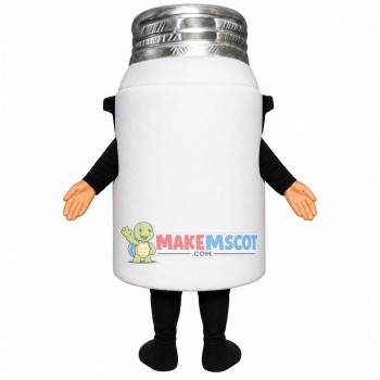 White Thermos Mug With Glasses Mascot Costume White Thermos Mug With Glasses Mascot Costume